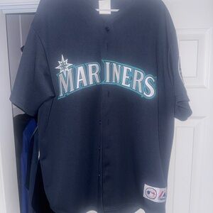Majestic Mariners Dark Blue Jersey Button size XL